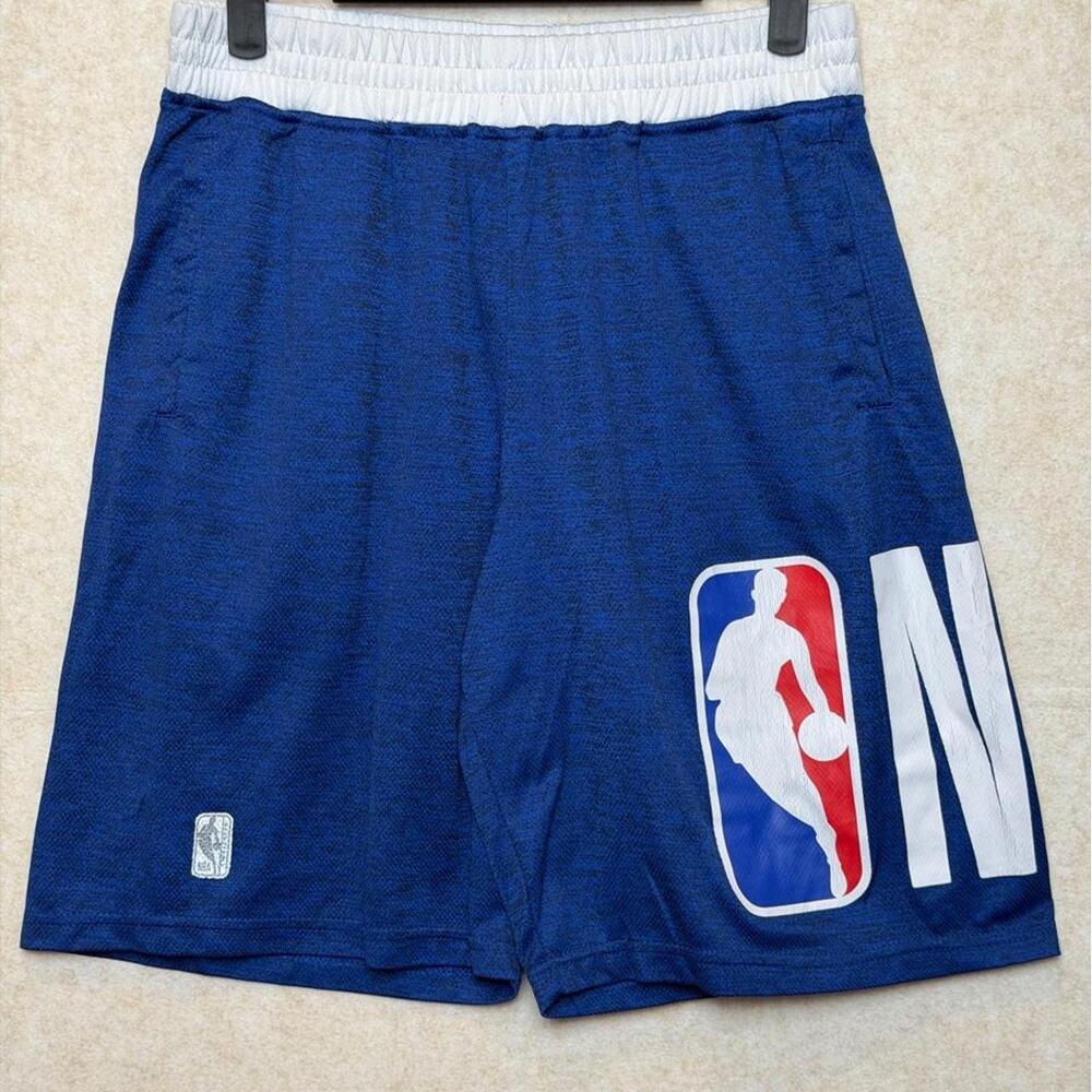 NBA Mens Small Blue Basketball Shorts Large Logo Athletic Heather Sports Shorts